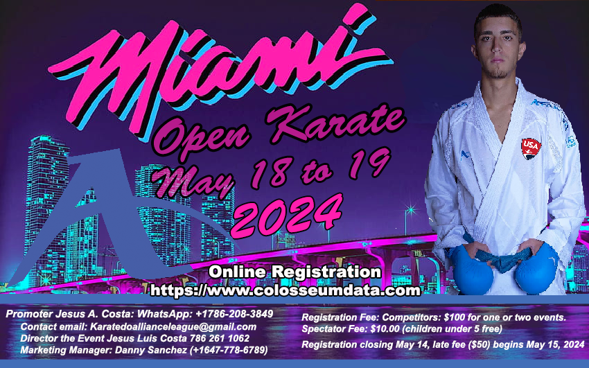 Miami Open Karate International Championship May 18 and 19, 2024